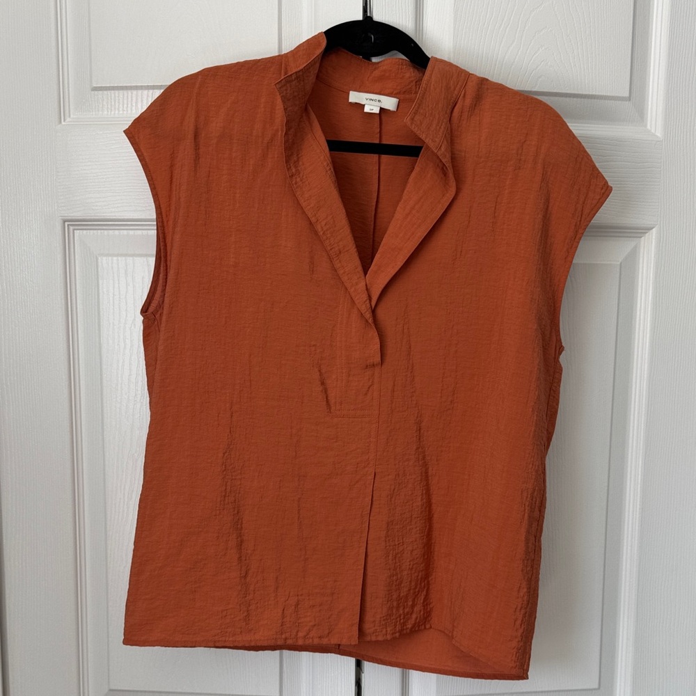 Vince Women's Orange Sleeveless Top